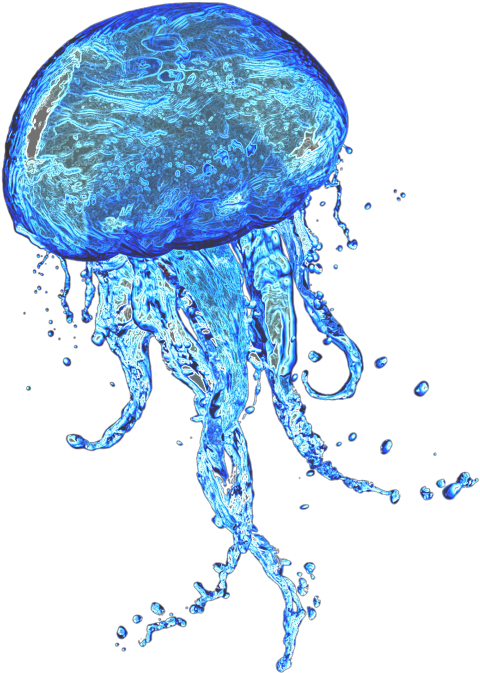 A Blue Jellyfish With Water Splashing