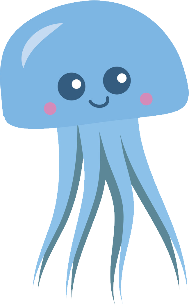 A Cartoon Of A Blue Jellyfish
