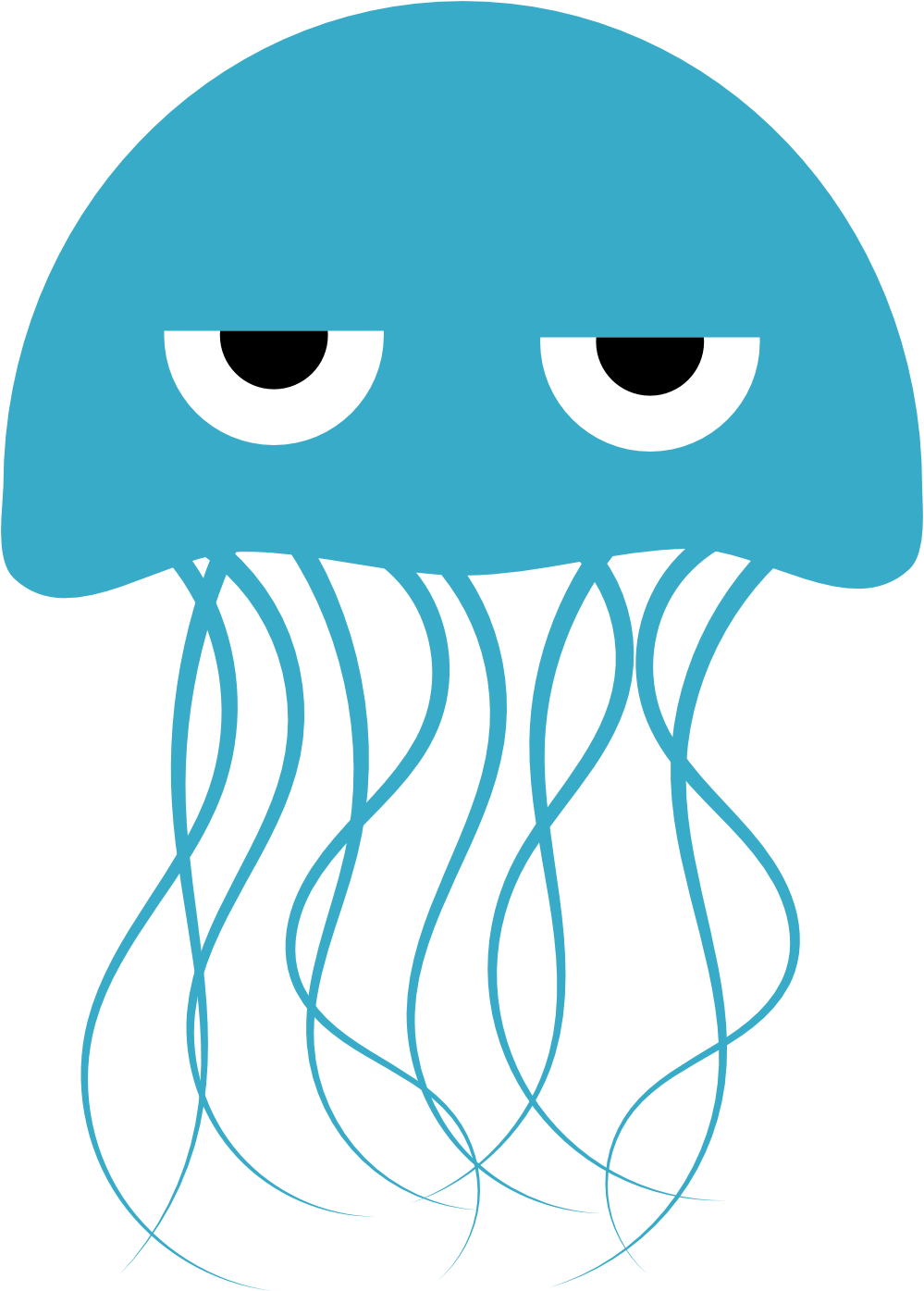 A Blue Jellyfish With White Eyes And Long Tentacles