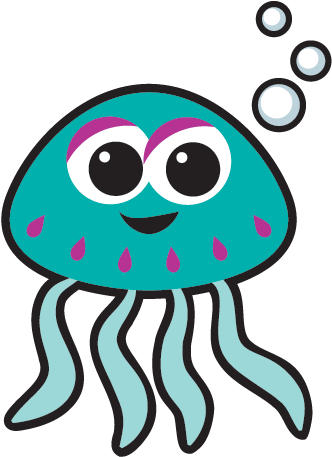 A Cartoon Jellyfish With Bubbles