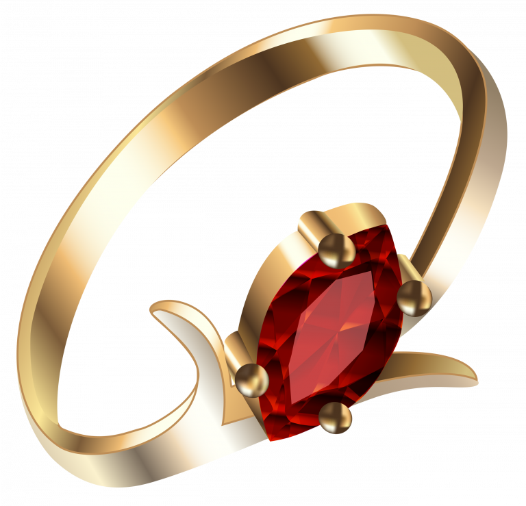 A Gold Ring With A Red Gem