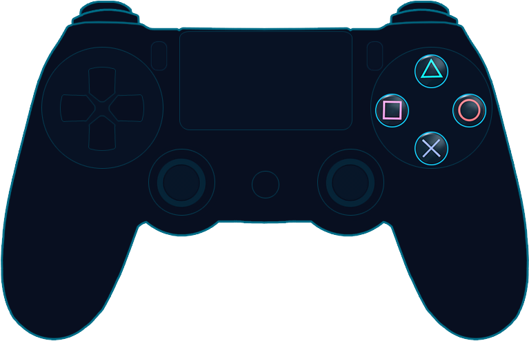 A Blue Outline Of A Video Game Controller