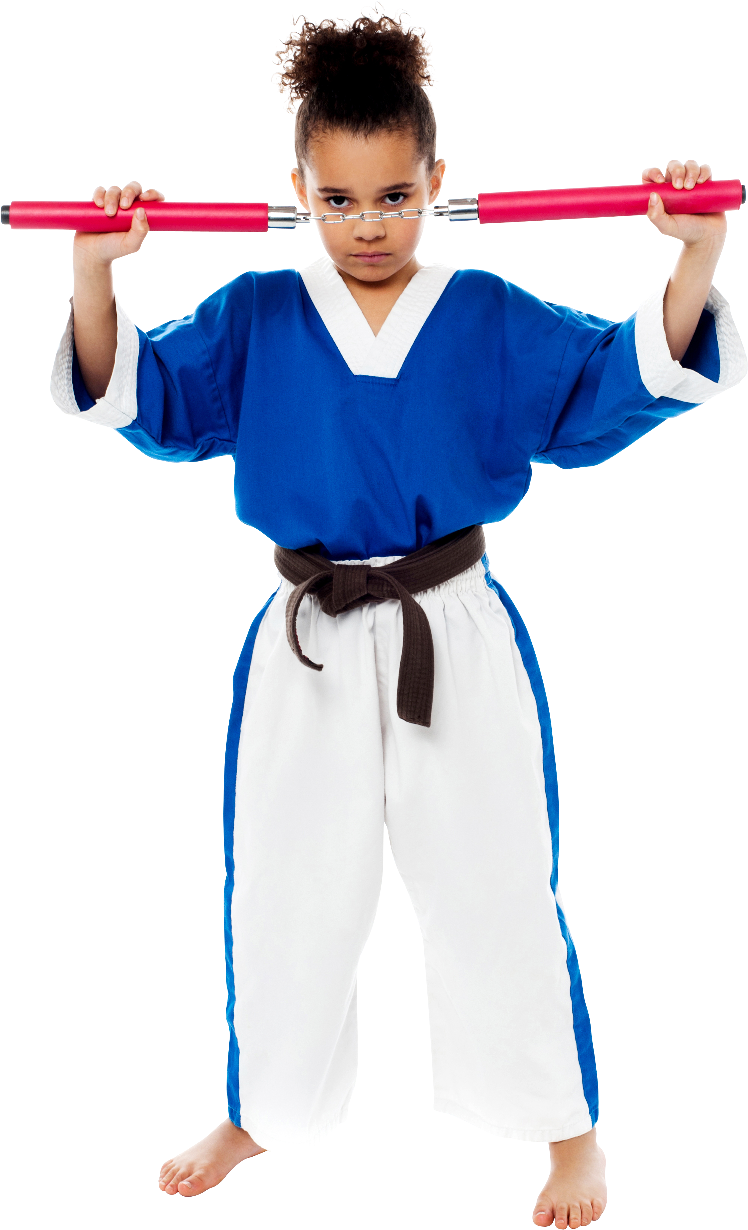 A Boy In A Blue And White Karate Uniform