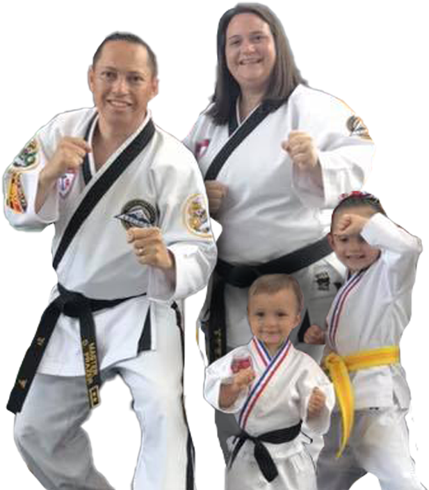 A Group Of People In Karate Uniforms