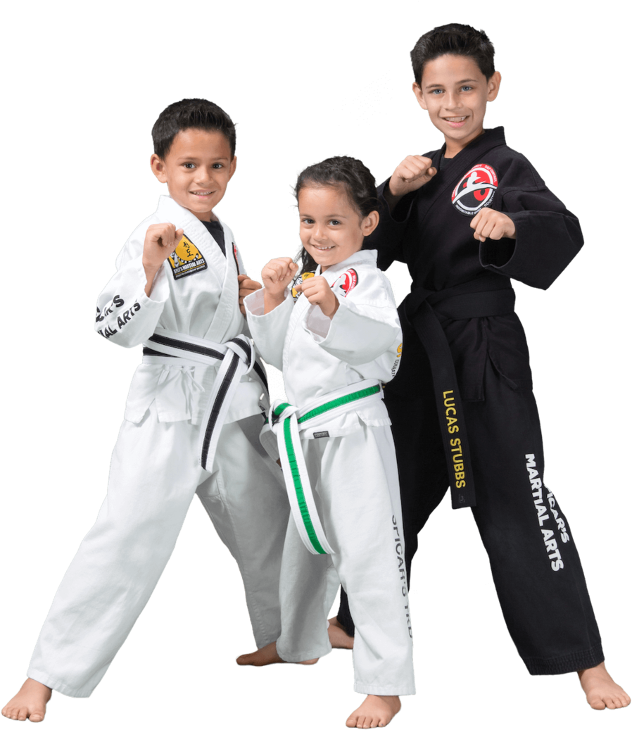 A Group Of Kids In Karate Uniforms