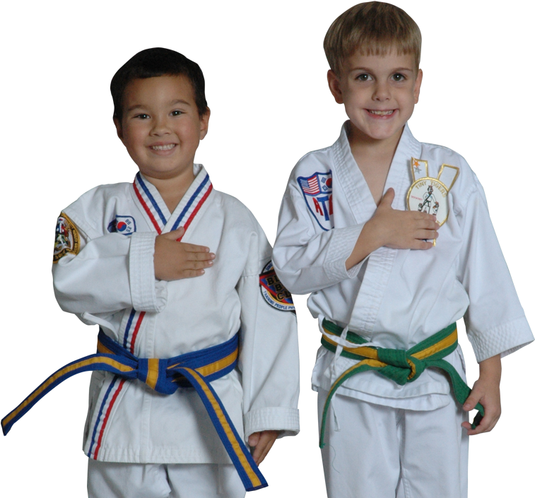 Two Boys Wearing Karate Uniforms