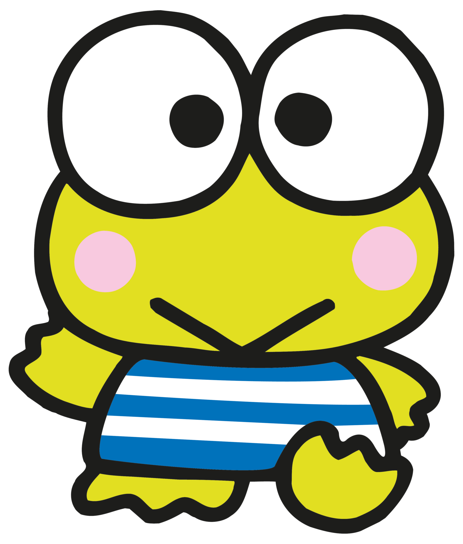 A Cartoon Frog With A Striped Shirt