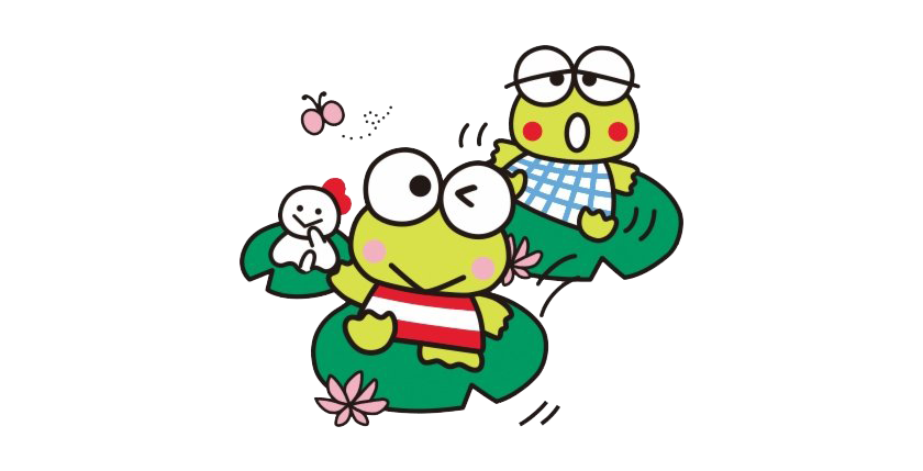 Cartoon Frog Characters On Leaves