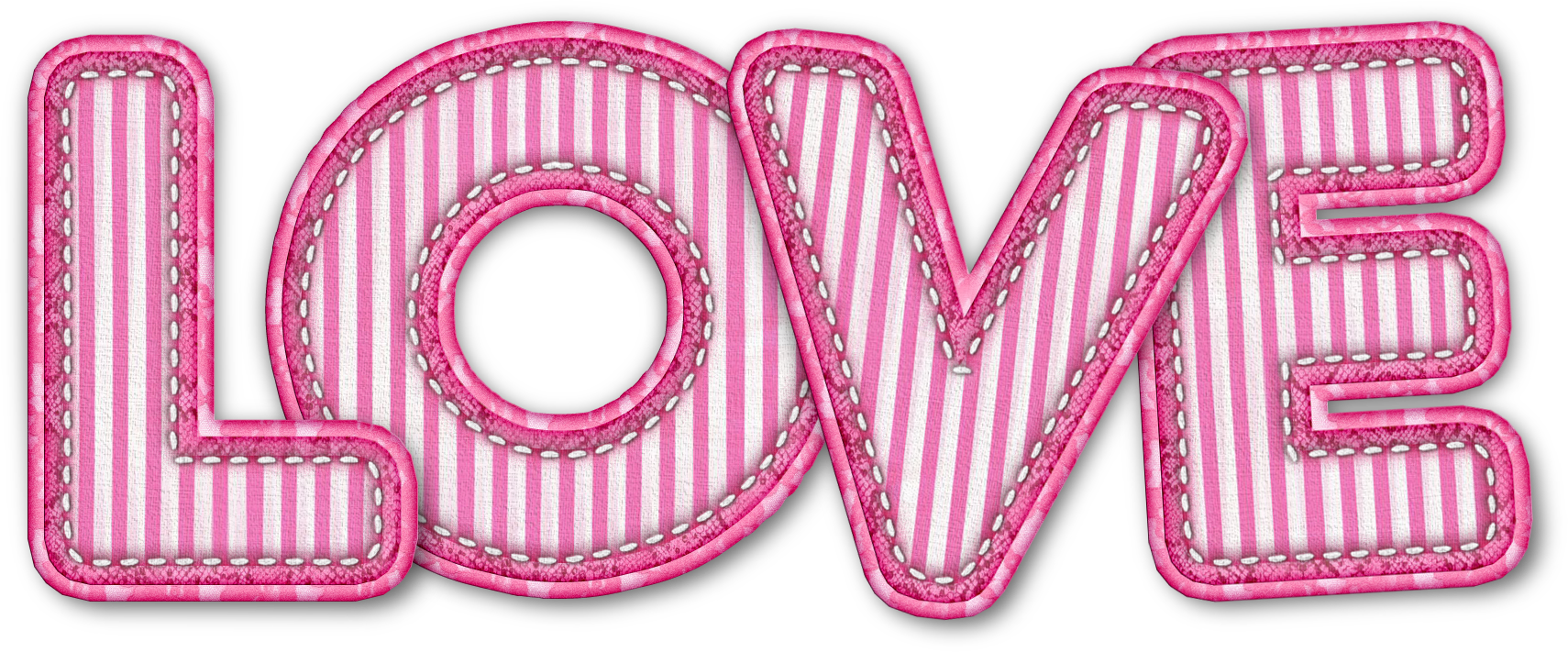 A Pink And White Striped Letter