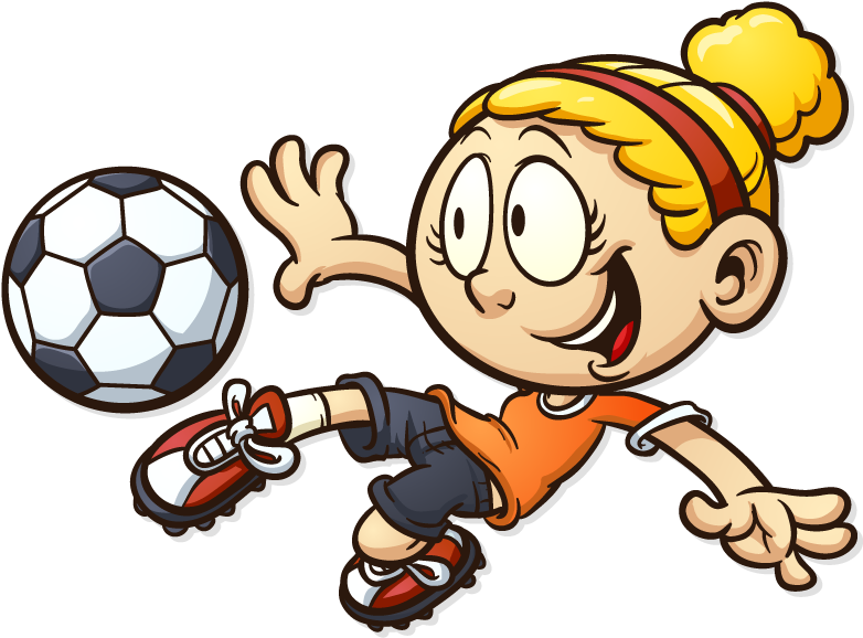 A Cartoon Of A Girl Kicking A Football Ball