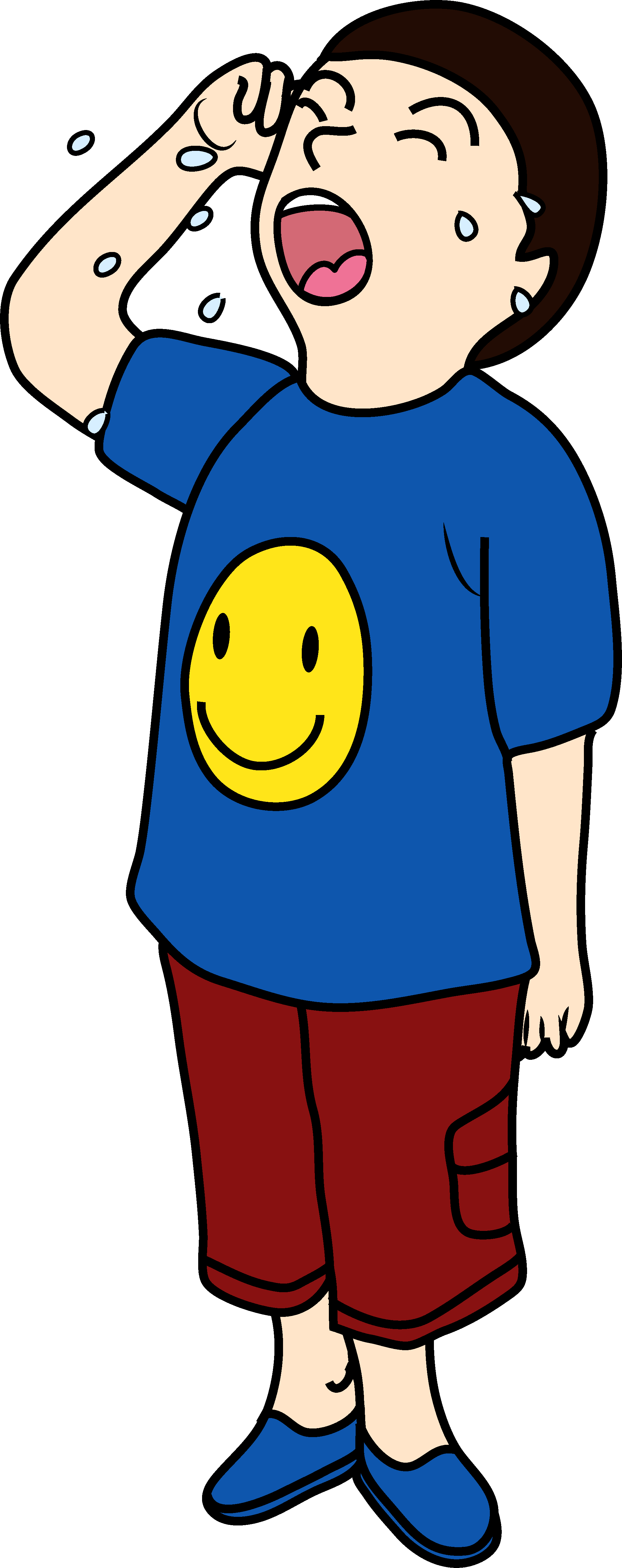 A Cartoon Of A Boy With A Smiley Face On His Shirt