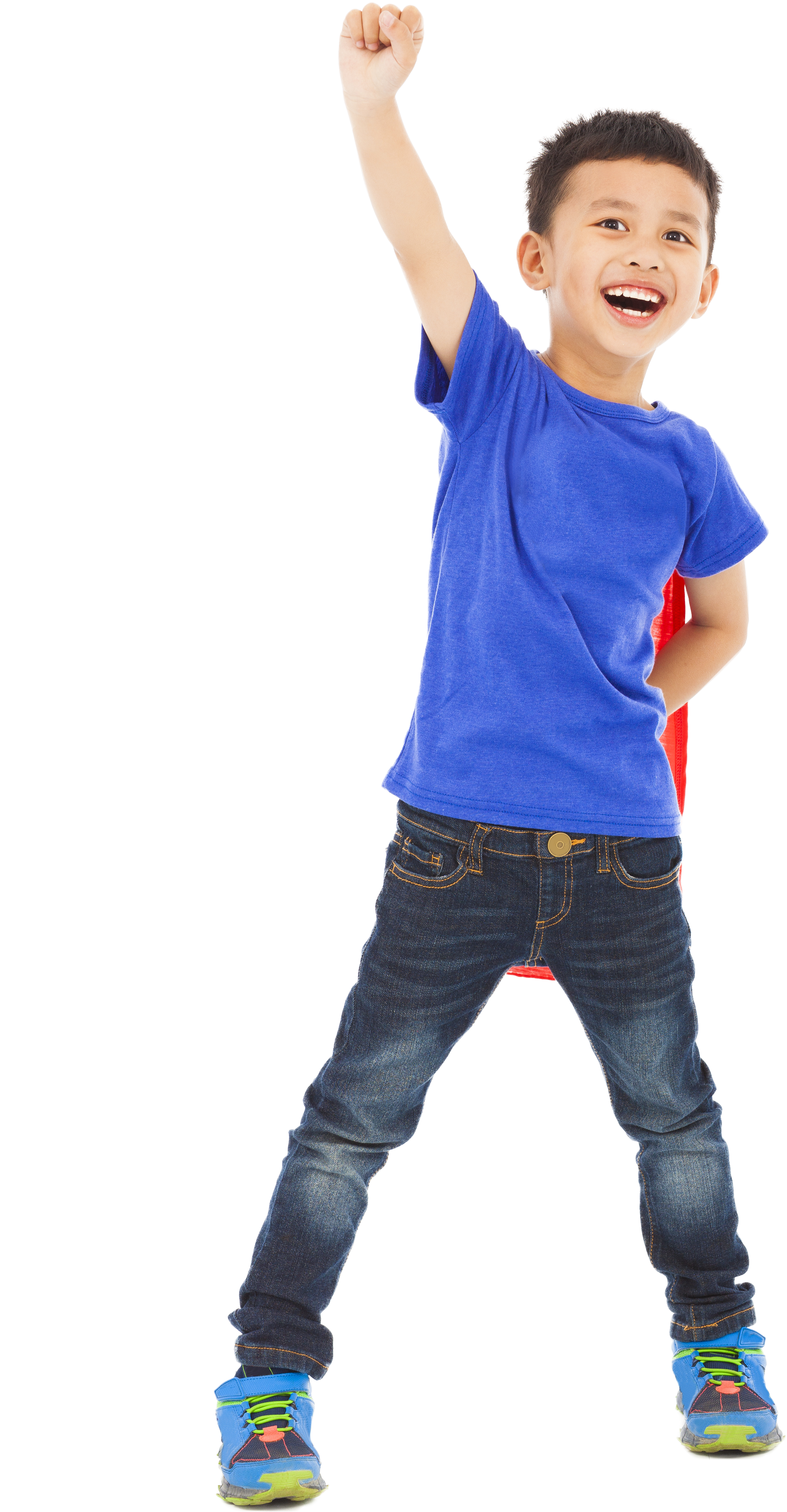 A Boy In A Blue Shirt And Jeans