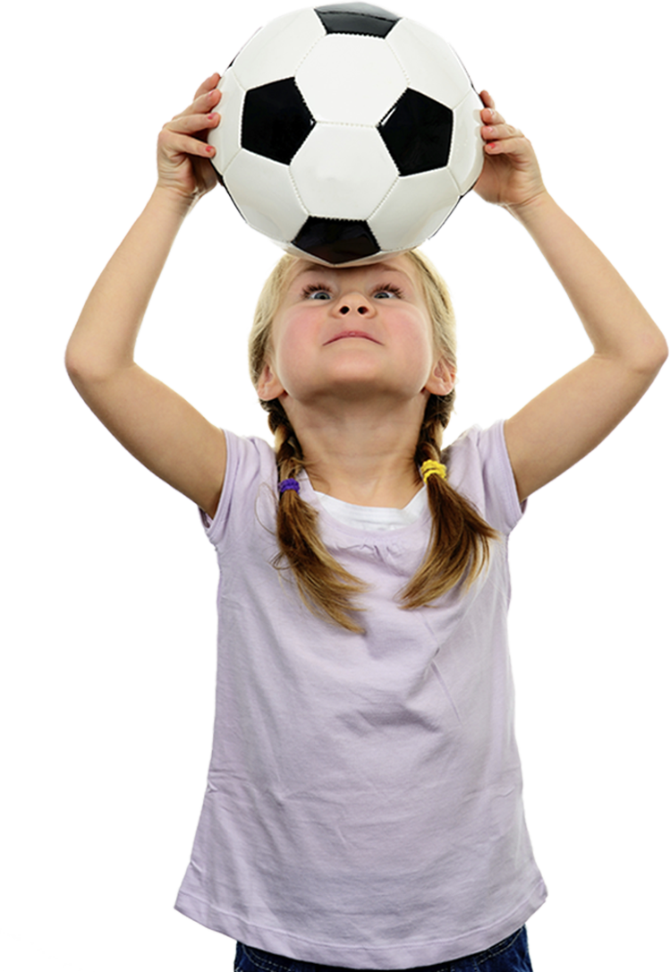 A Girl Holding A Football Ball Over Her Head