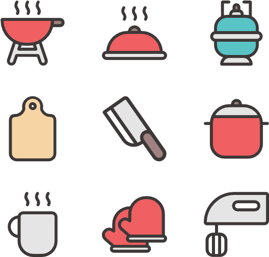 A Set Of Icons Of Kitchen Utensils