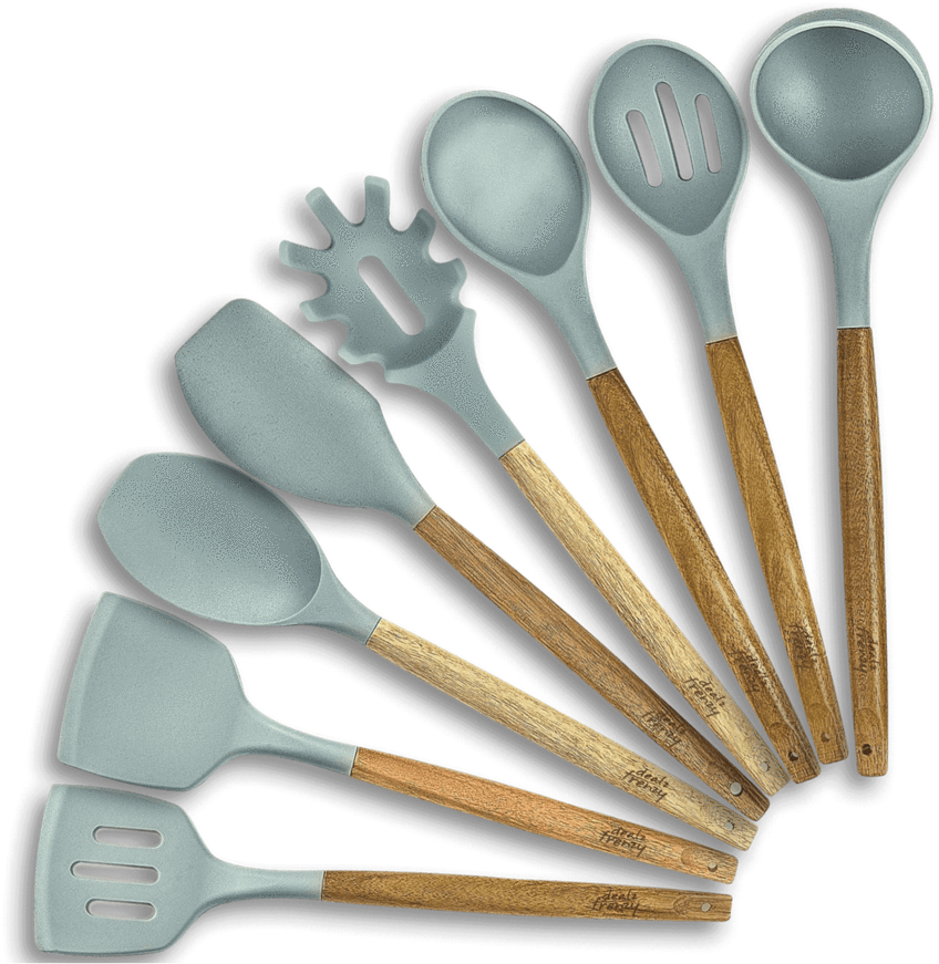 A Group Of Utensils With Wooden Handles