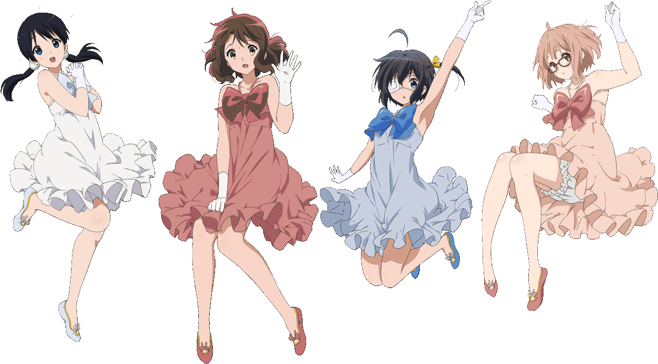 A Group Of Anime Girls In Dresses