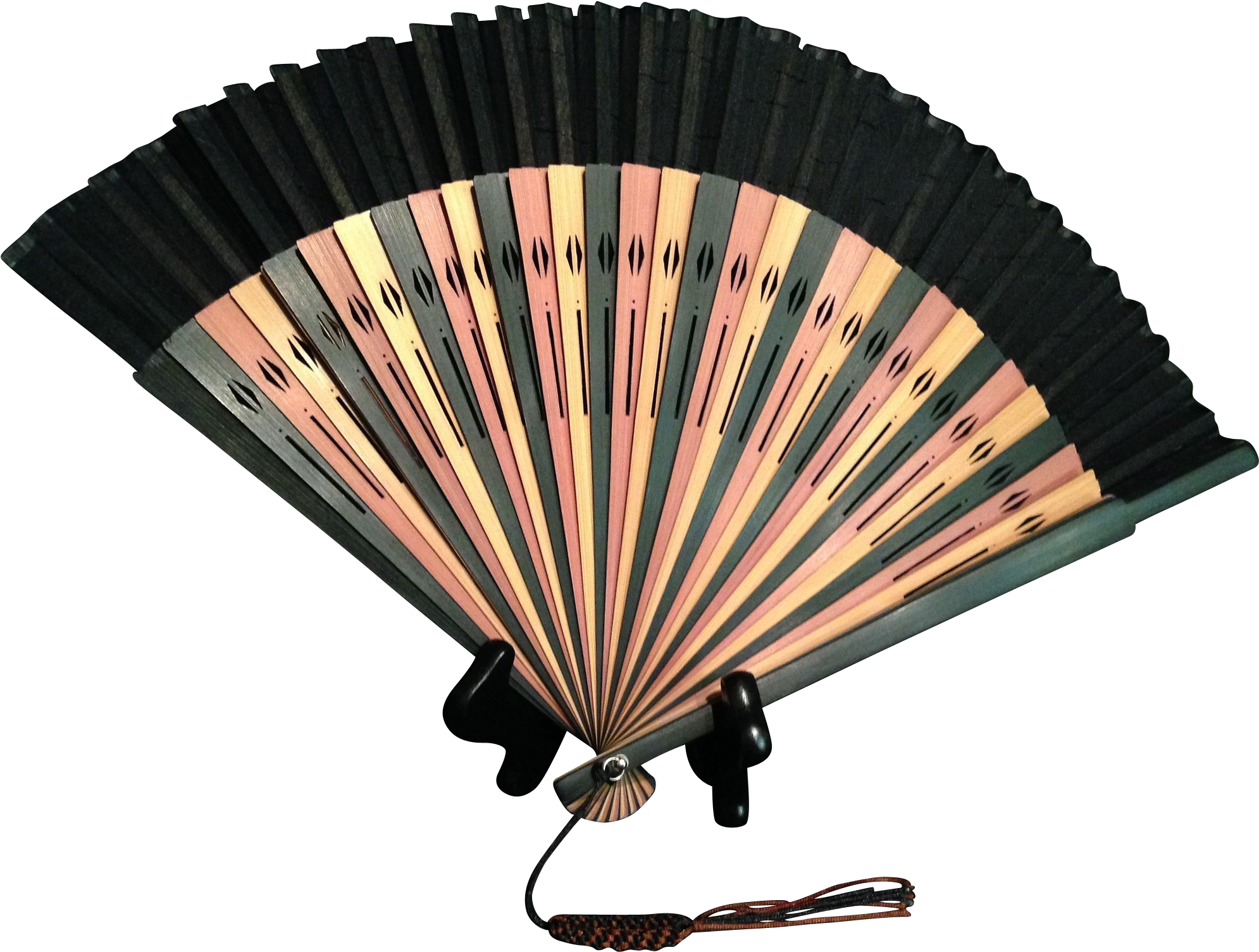 A Black And Pink Folding Fan