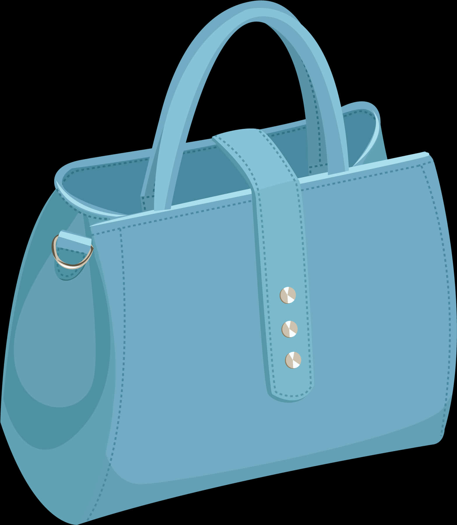 A Blue Purse With Silver Handles