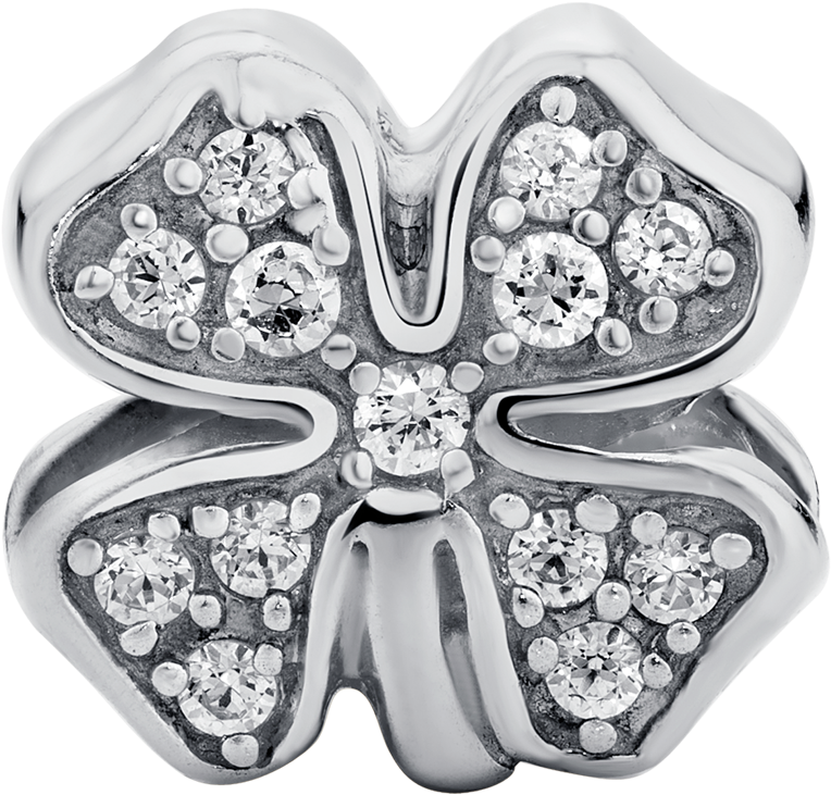A Silver Clover With Diamonds
