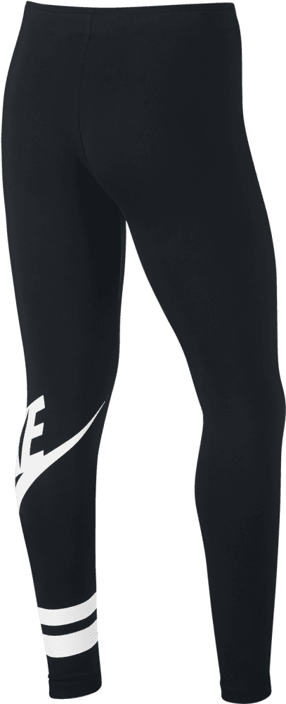 A Pair Of Black Leggings With White Logo