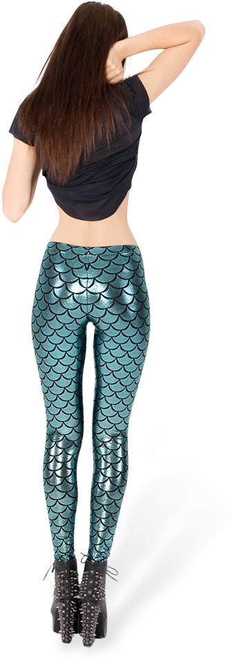 A Woman Wearing A Mermaid Leggings