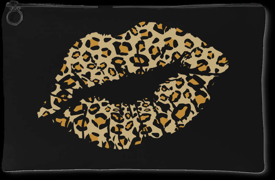 A Black And Gold Print Of A Lips