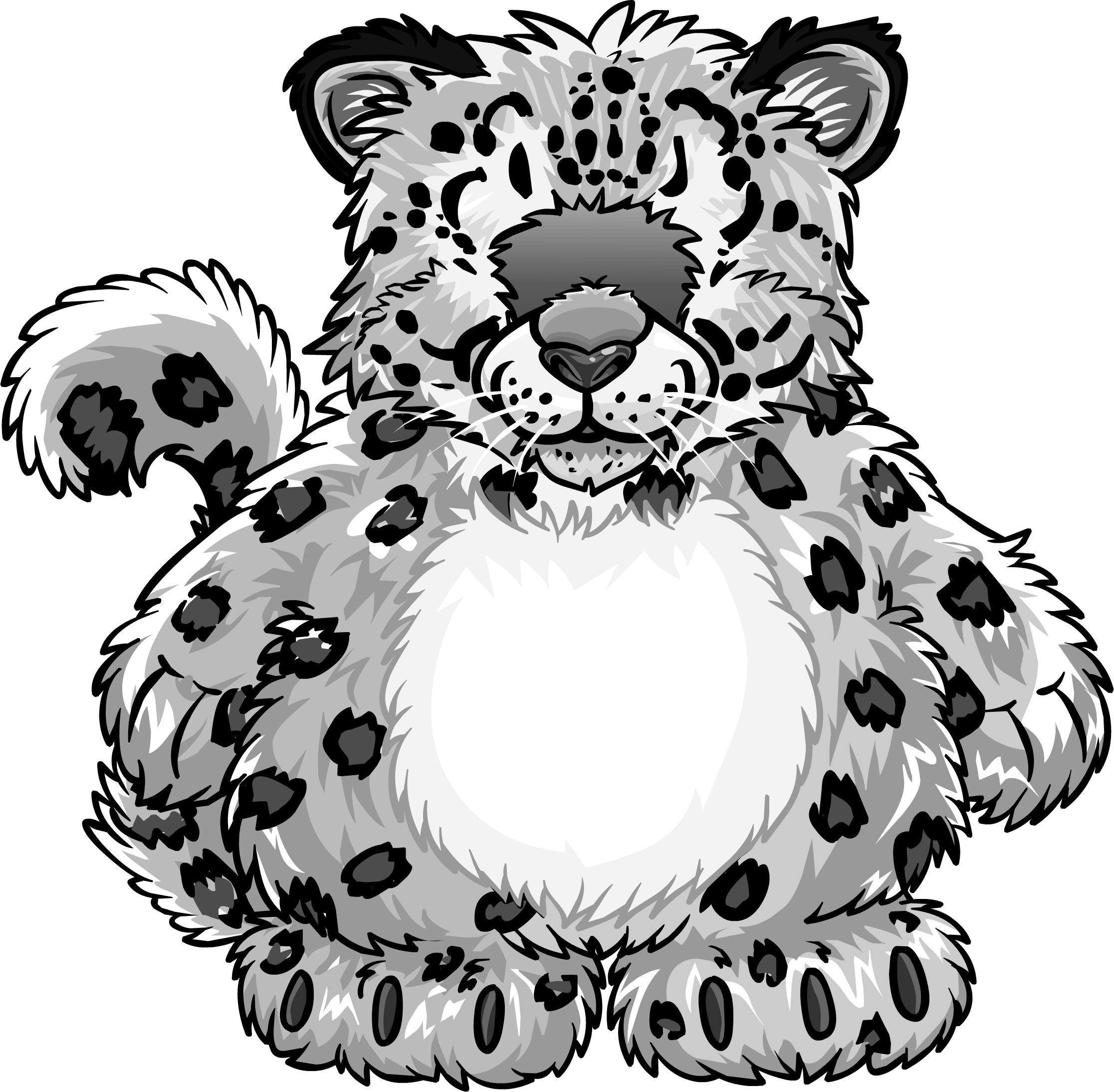 A Cartoon Of A White And Black Spotted Cat