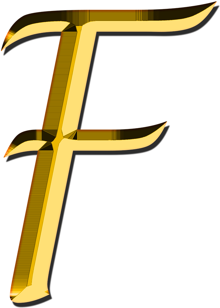 A Gold Letter F On A Black Background