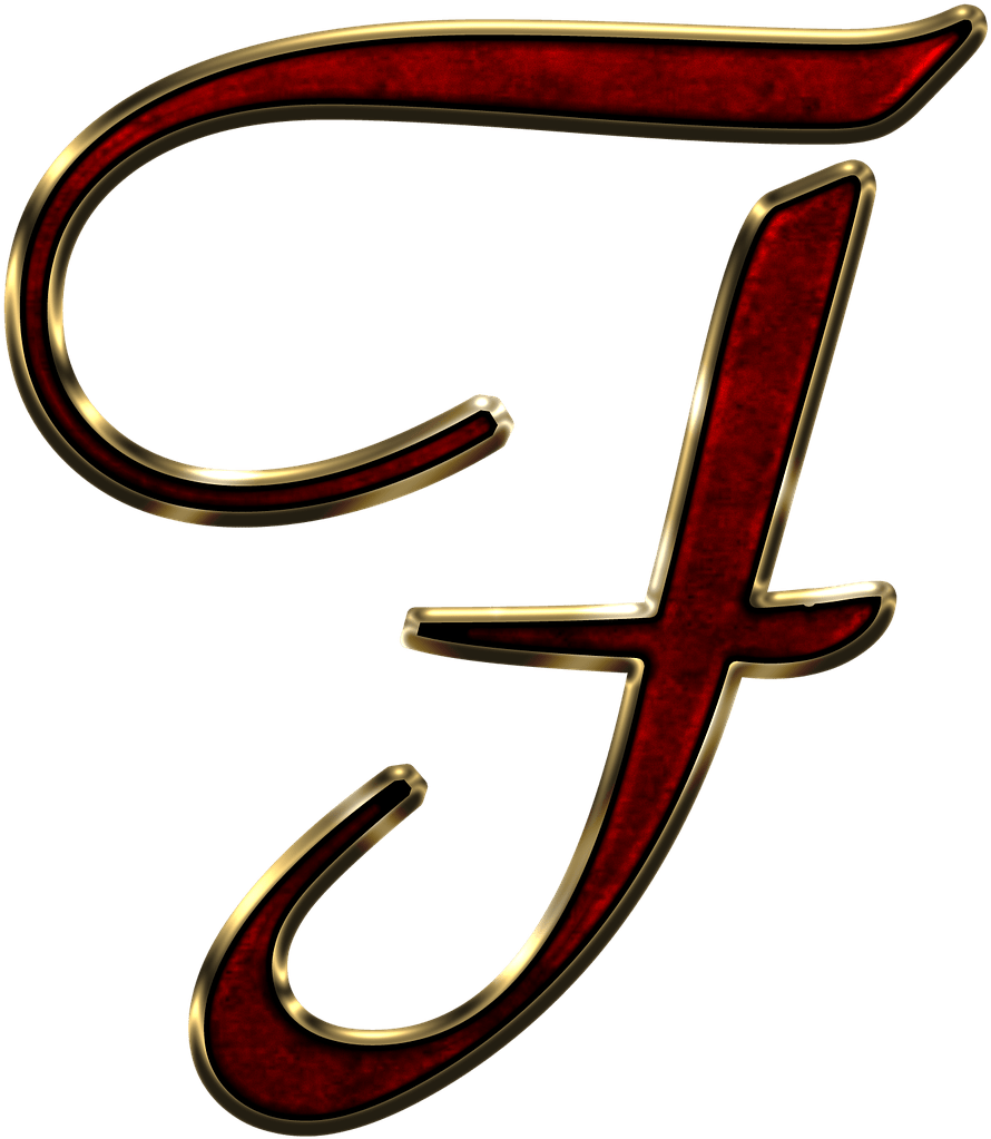 A Letter F In A Red And Gold Frame