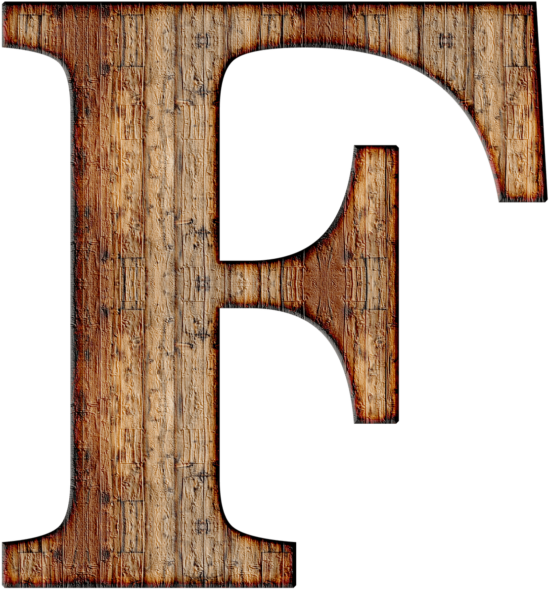 A Wooden Letter With A Black Background