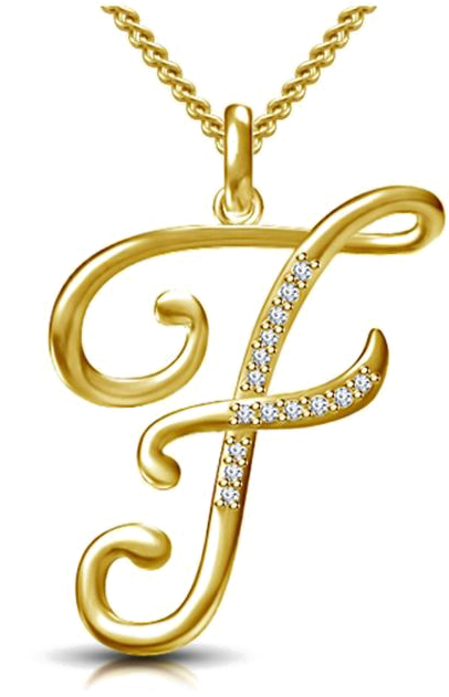 A Gold Letter F With Diamonds On A Chain