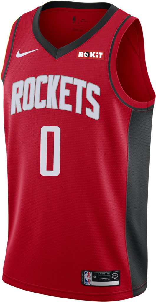 A Red Basketball Jersey With White Text