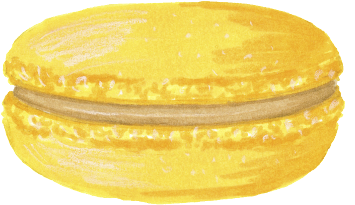 A Yellow Macaroon With A Brown Stripe