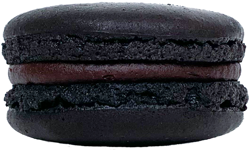 A Black Cookie With A Red Stripe