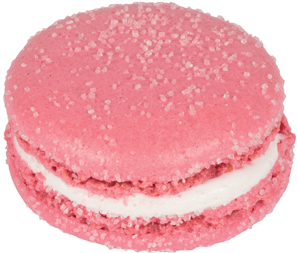 A Pink Cookie With White Frosting