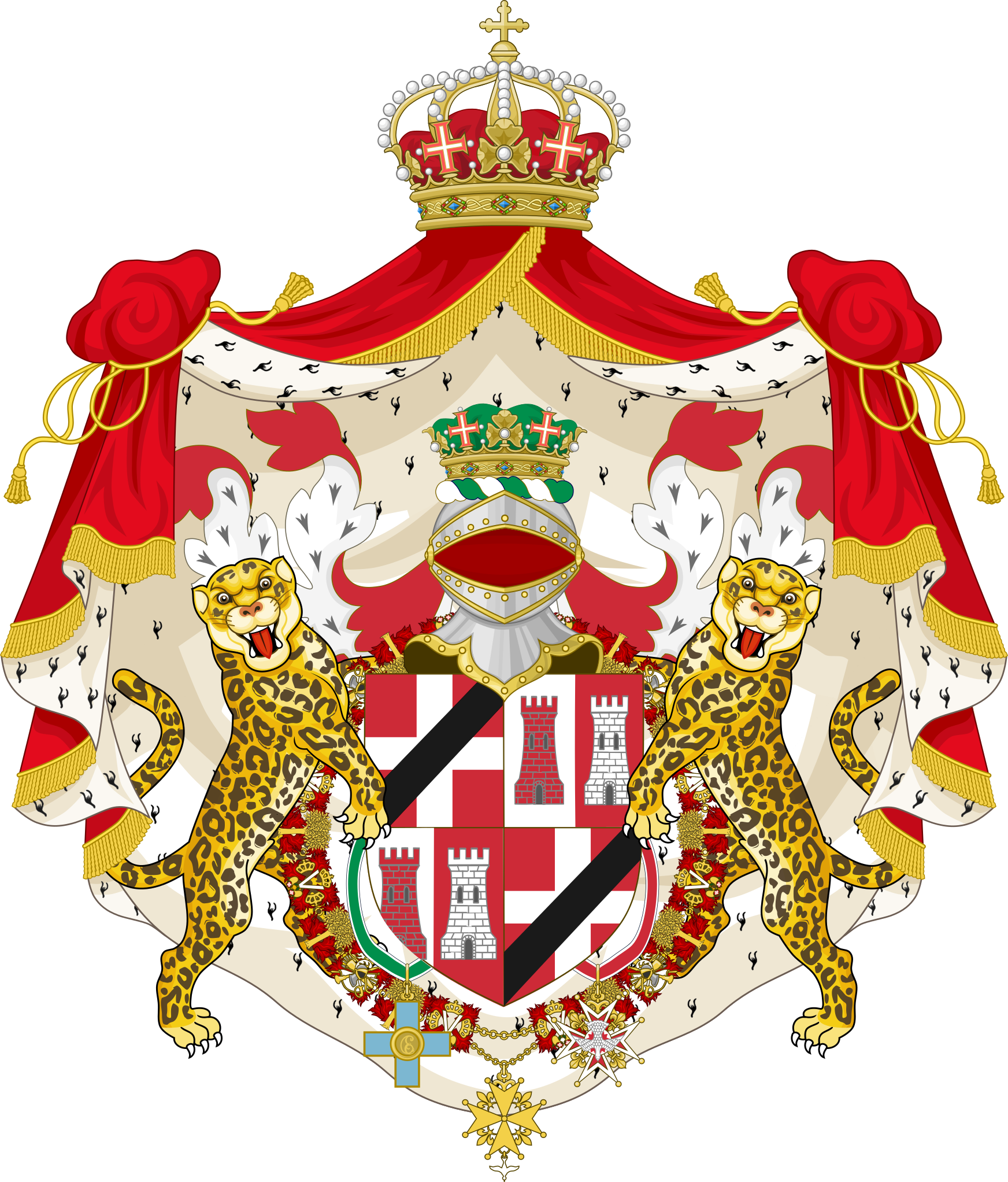 A Coat Of Arms With Cheetahs And A Crown