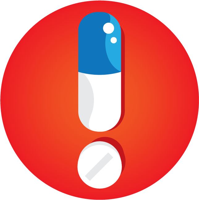 A Blue And White Pill In A Red Circle
