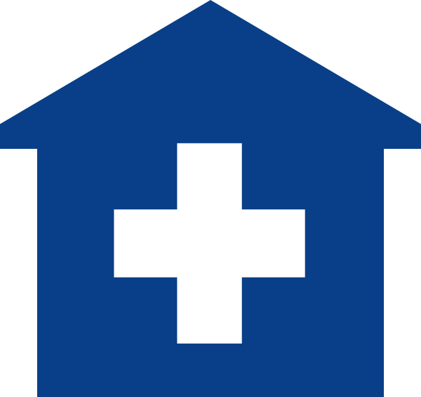 A Blue House With A White Cross