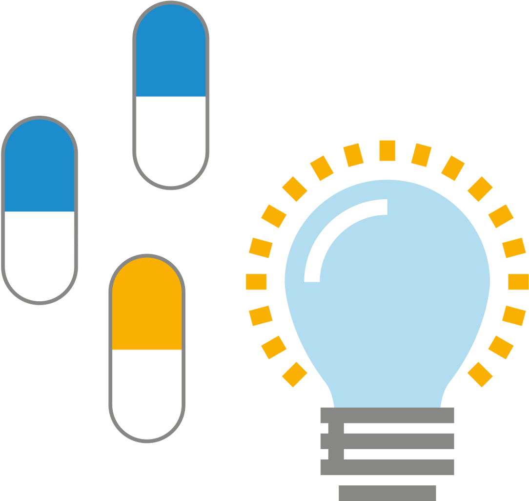 A Light Bulb And Pills