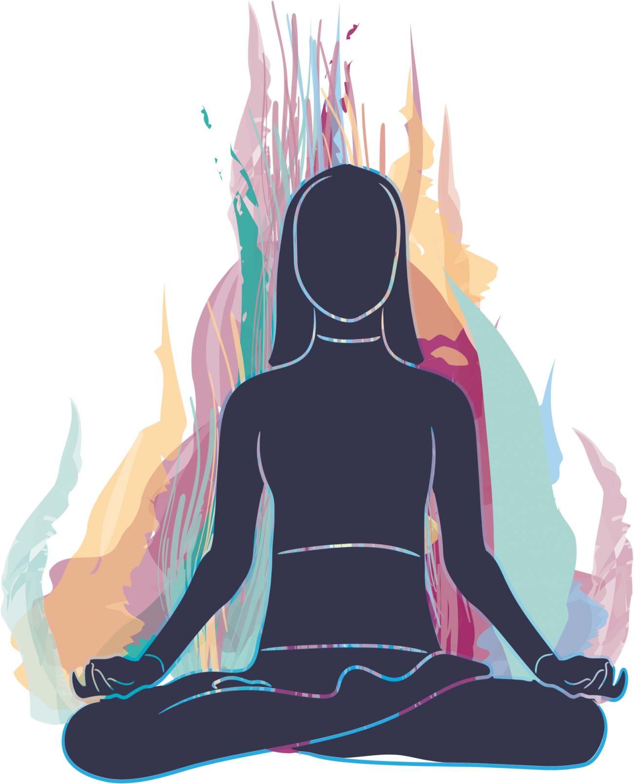A Silhouette Of A Woman Sitting In A Lotus Position
