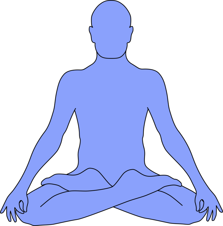 A Blue Silhouette Of A Man Sitting Cross Legged