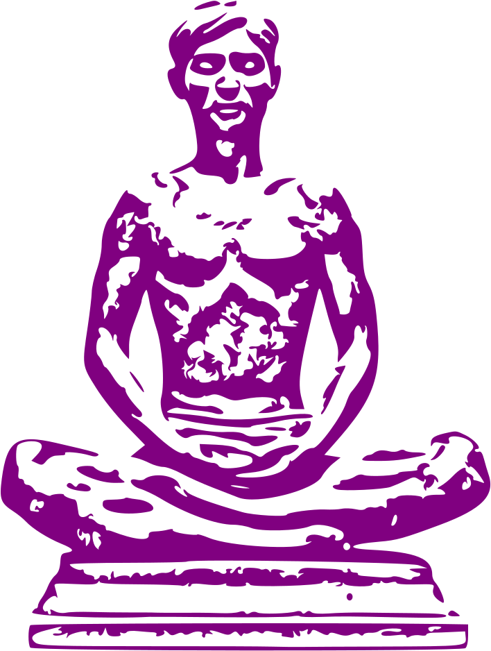 A Purple Man Sitting In A Lotus Pose