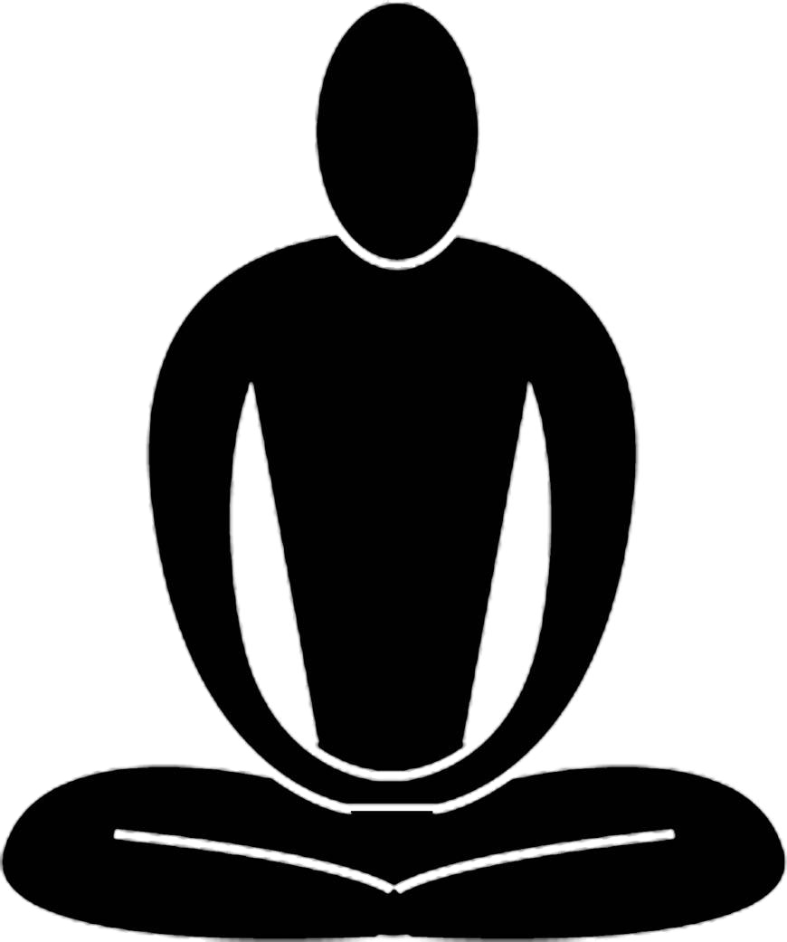 A Black And White Image Of A Person Sitting In A Lotus Position