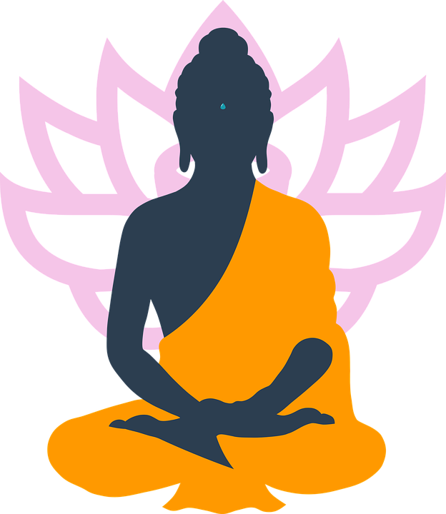 A Silhouette Of A Person Sitting In A Lotus Pose