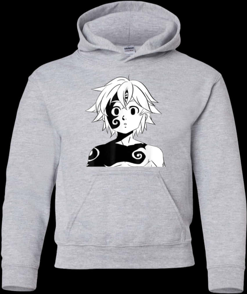 Gray Hoodie With Meliodas Graphic