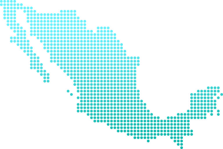 A Map Of Mexico With Blue Dots