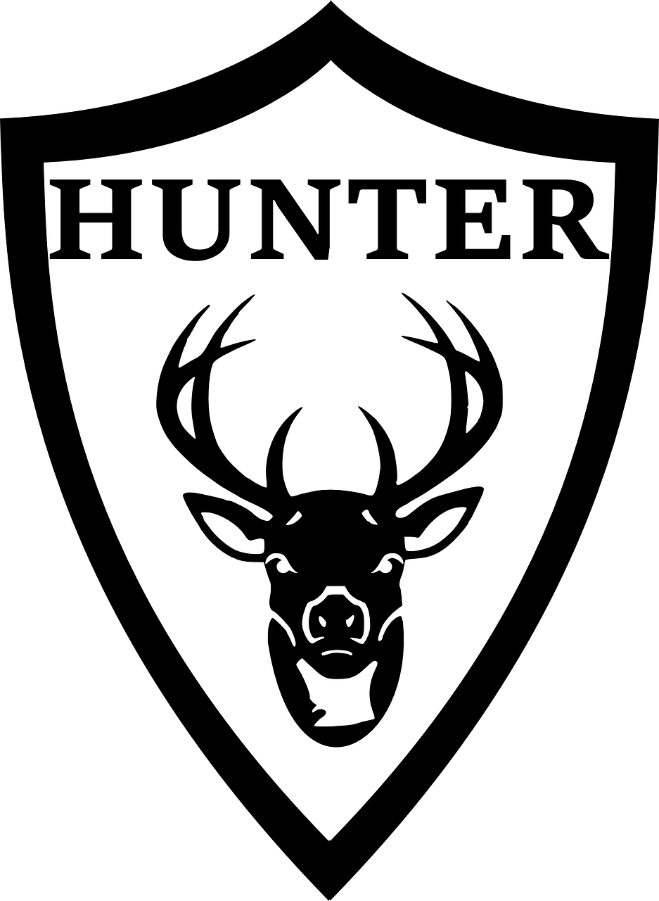 A Black And White Logo With A Deer Head