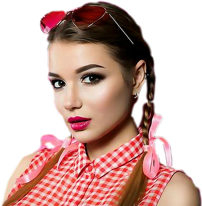 A Woman With Braided Hair And Pink Sunglasses On Her Head