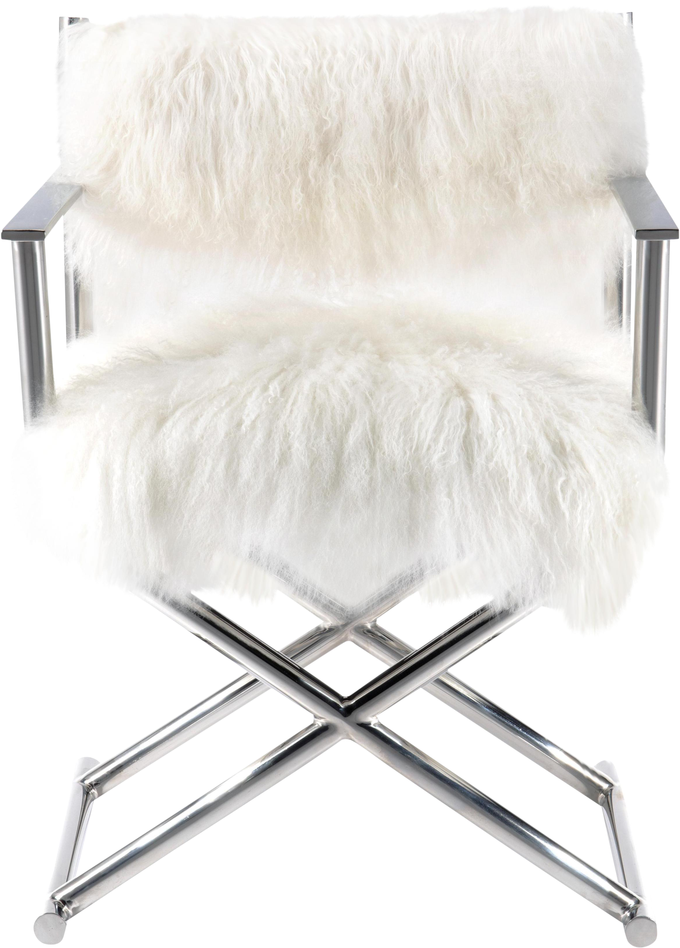 A White Chair With A White Fur Seat