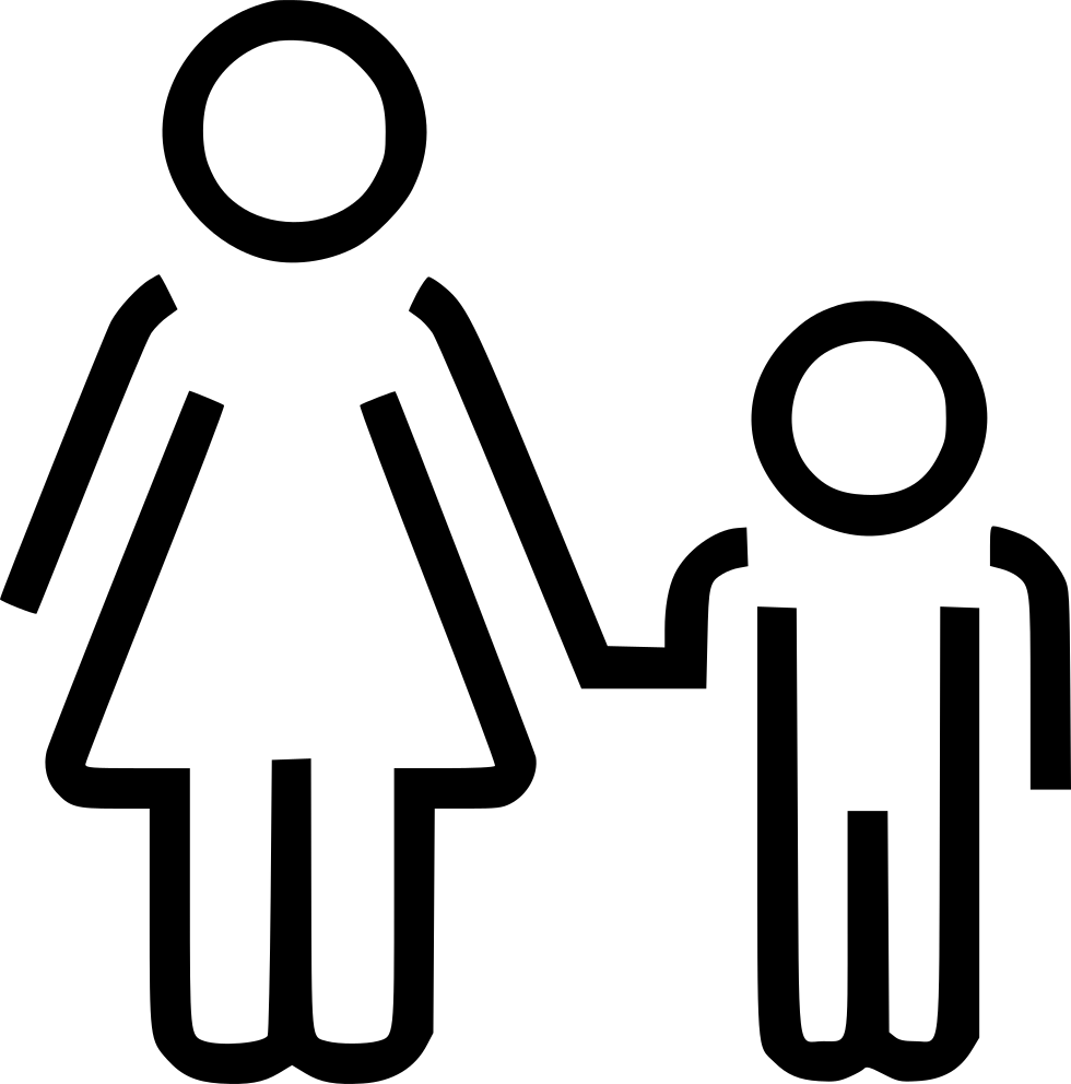 A Black Outline Of A Woman And A Child